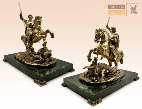 статуэтка Георгий Победоносец на змеевике