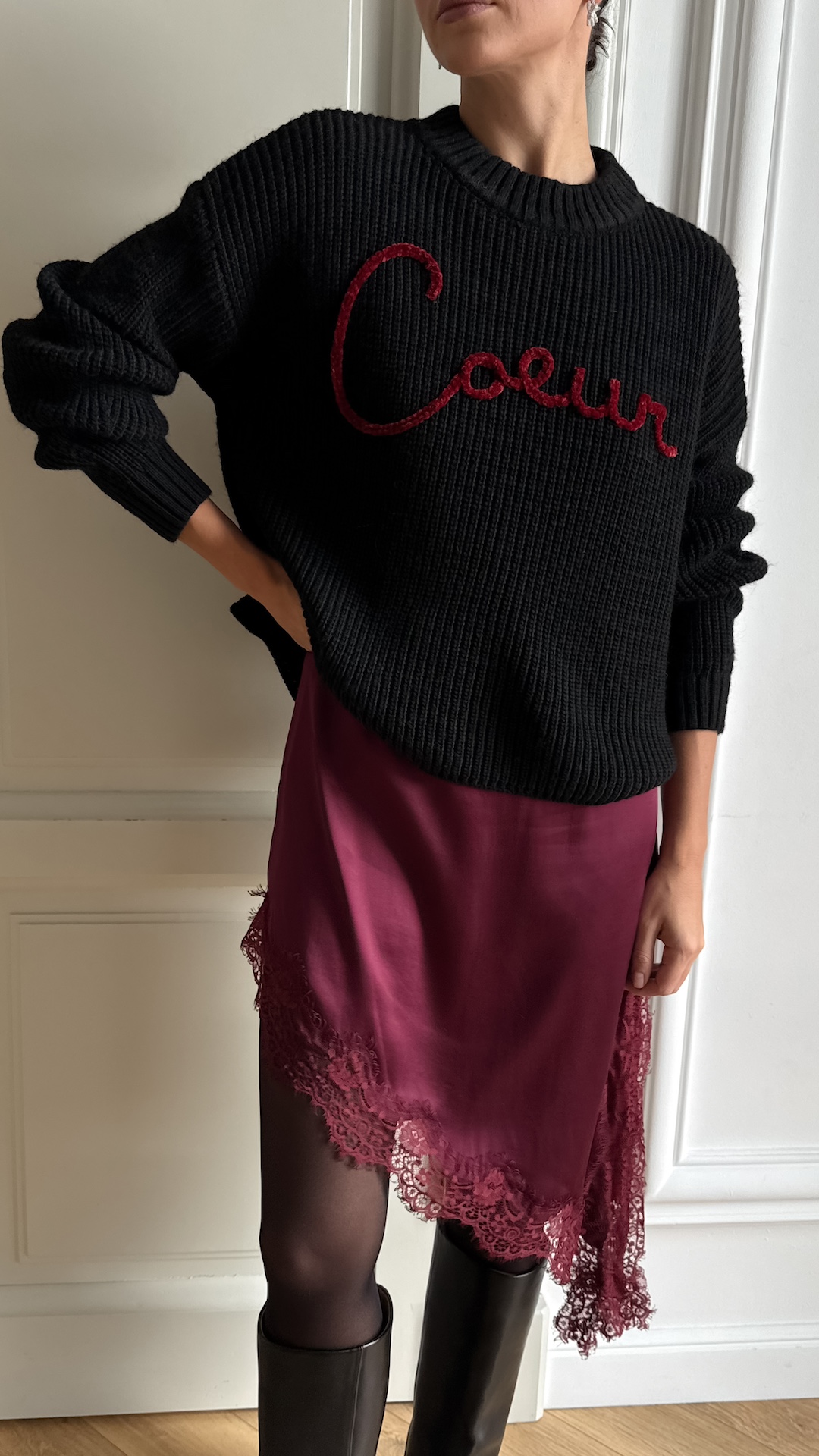 Свитер крупной вязки с добавлением альпаки