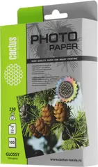 Фотобумага Cactus CS-GA6230100 10x15/230г/м2/белый/100л. глянцевое для струйной печати — фото 2