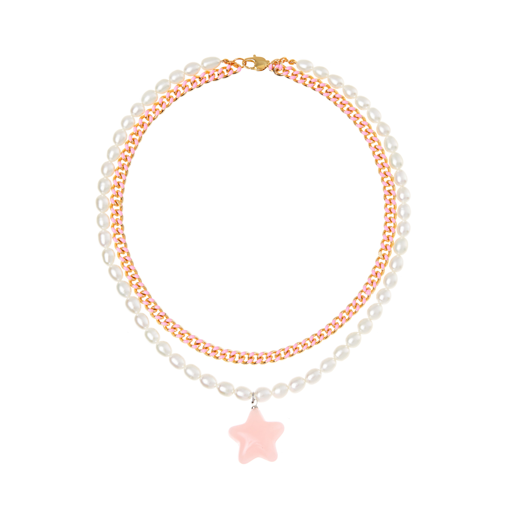 Колье Pastel Pink Star Necklace купить онлайн по цене 4268 ₽ |  Интернет-магазин VIVA LA VIKA