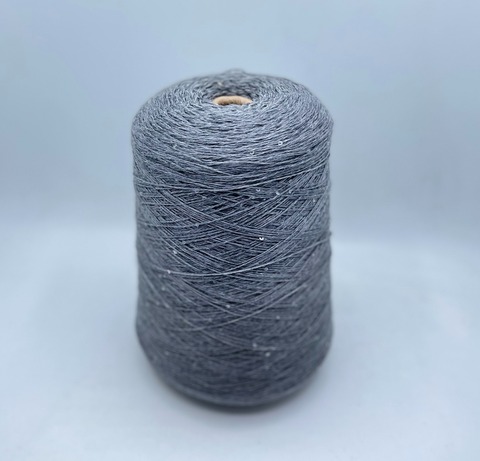 Бобинная пряжа (пр.Италия).art-Merino paillettes 380м/100гр, 96% меринос, 4% Пайетки(3мм)(полиэстер), цвет- Серый + прозрачная пайетка , арт.31525