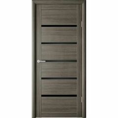 Купить Дверь экошпон Вена серый кедр стекло чёрное