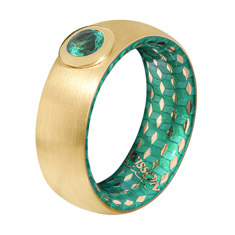Кольцо с Изумрудом, Эмаль, R0177-10/8