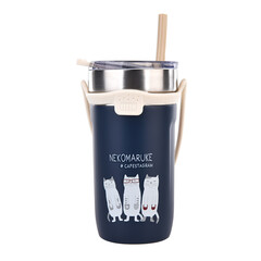 Термокружка / Кофейный термостакан Cusgutte Cafe "NEKOMARUKE", глубокий синий, 23-6710-2, KUSUGURU