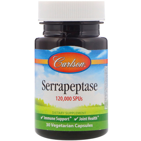 Carlson Labs, Serrapeptase, 120,000 SPUs, 30 Vegetarian Capsules