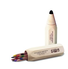 Карандаши цветные неокрашенный корпус jumbo 7004, 10 цветов в деревянном пенале-карандаше