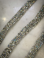 Кристальная лента, серебро, crystal AB - 10 мм.