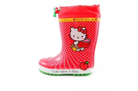 Резиновые сапоги для девочек утепленные Хелло Китти (Hello Kitty), цвет красный. Изображение 3 из 11.