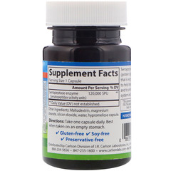 Carlson Labs, Serrapeptase, 120,000 SPUs, 30 Vegetarian Capsules
