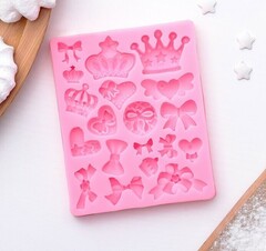 Молд силиконовый 9,1х8,5 см "Банты и короны"