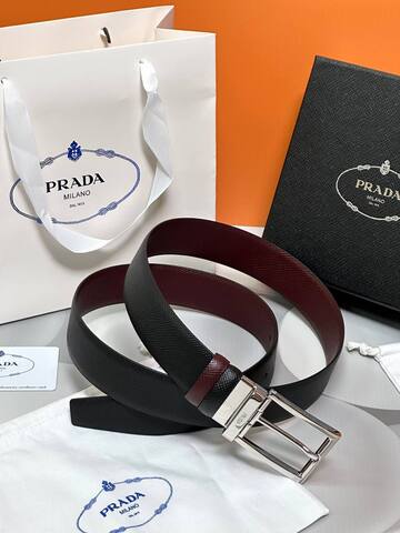 Двухсторонний ремень Prada, черный/бордовый