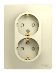 Schneider Electric Glossa Бежевый Розетка 2-местная с заземляющими контактами со шторками в сборе с рамкой IP20 скрытая установка GSL000226