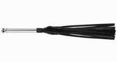 Черная многохвостая плеть с металлической ручкой - 44 см. - 