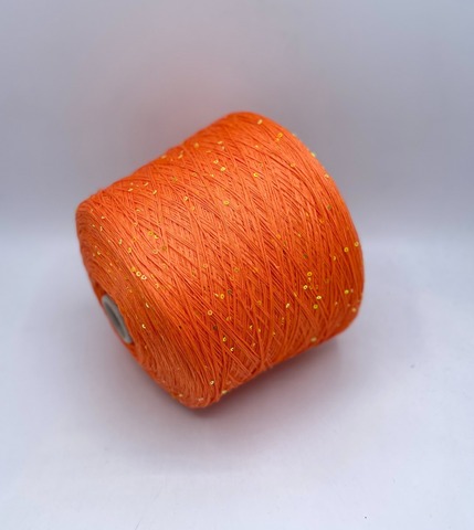 G&G Filati  (пр.Италия),art-Bellino, 370м/100гр, 100%Лен+пайетка(золото) , цвет-Оранжевый, арт-34148