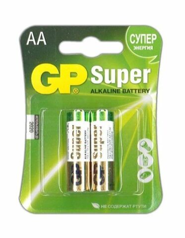 Батарейки алкалиновые GP Super Alkaline АA/LR6 - 2 шт. - Элементы питания 2722