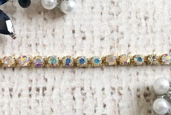 Цепь стразы, ss 12, ш. 3 мм, золото напыление AB