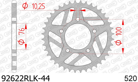 92622RLK-44 звезда задняя (ведомая) стальная, облегченная, 520, AFAM