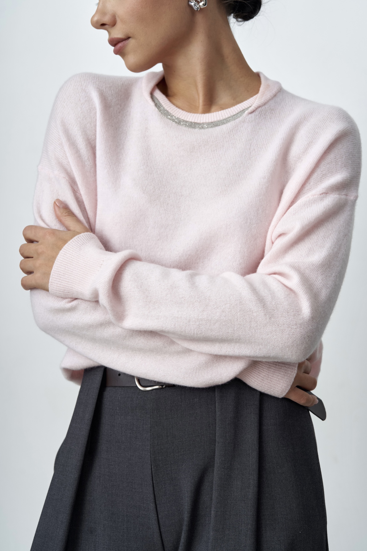 Джемпер из кашемира и шерсти с монилью на вырезе PREMIUM QUALITY