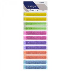 
          Блёстки для декора Alingar, 3 гр, 6 цветов х 2 шт, "Ассорти" неон (син, желт,зел,фиол,оранж,роз), 12 штук, блистер, в тубусе