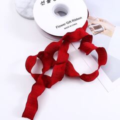 Лента полиэстер жатая с волнистым краем (2,5 см*9,14м), Бордо