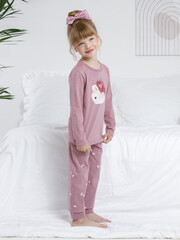 пижама  для девочки  К 1606/морозная вишня,зайки на поляне