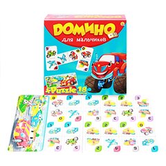 
          Пазлы + домино, РЫЖИЙ КОТ, 17 5x 175 x 50 мм, "Для мальчиков", 3 +, 18 элементов, машинки, подарочная коробка