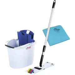 Набор для уборки Vileda Professional УльтраСпид Мини (ведро 10 л с синим отжимом, ручка телескопическая, держатель мопов 34 см, моп МикроЛайт Мини) + набор для уборки (промоупаковка) (арт. производителя 142985)