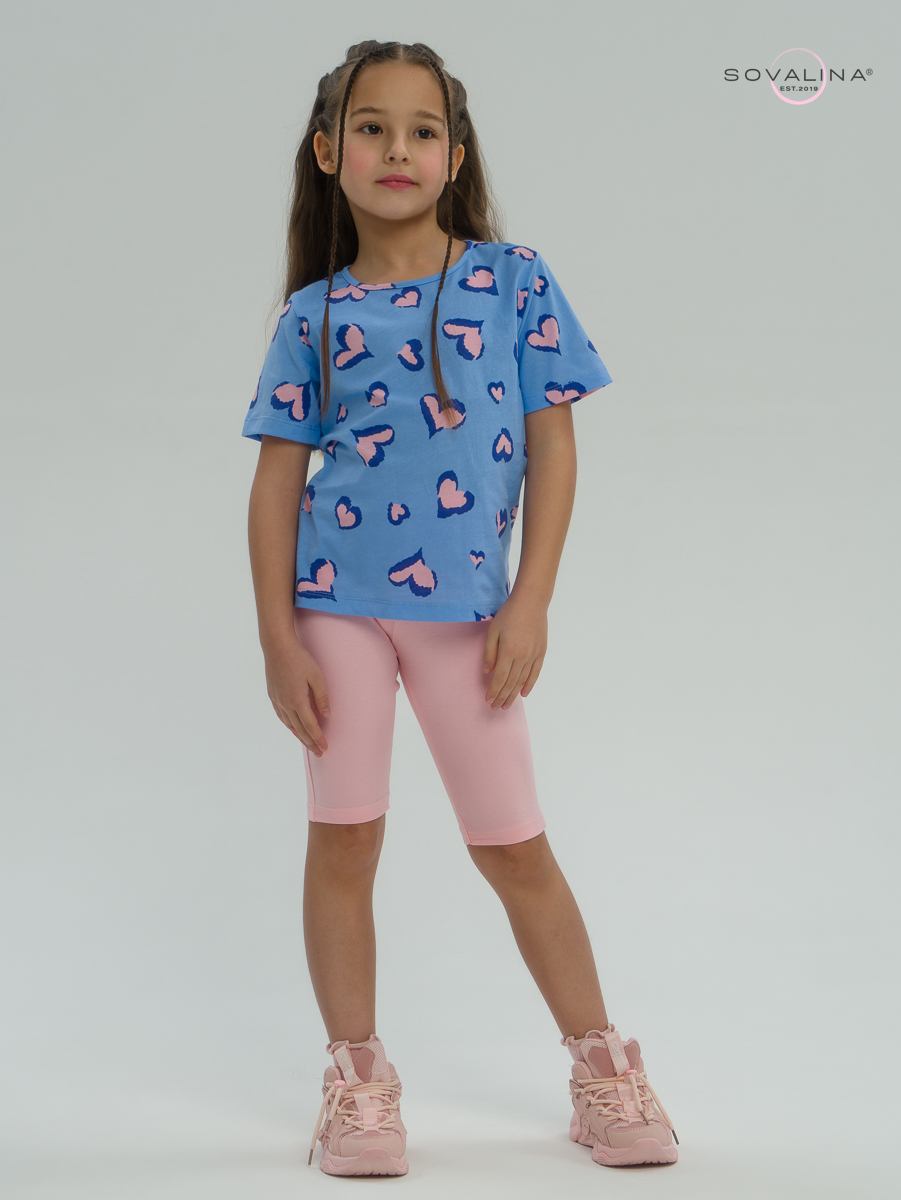 Костюм Актив розовые сердечки на голубом-розовый