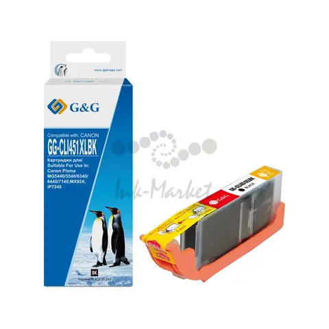 Картридж струйный G&G GG-CLI451XLBK черный (10.2мл) для Canon MG6340, 5440, IP7240