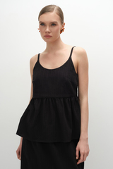 Топ с баской из фактурного хлопка