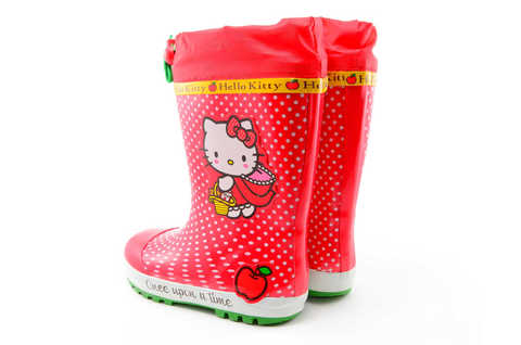 Резиновые сапоги для девочек утепленные Хелло Китти (Hello Kitty), цвет красный. Изображение 6 из 11.