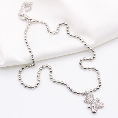 Цепь bubbles Katya Dzhon crystal bear silver