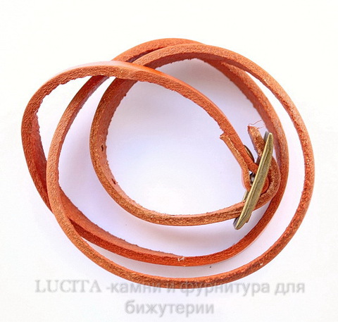 Браслет (кожа) цвет - охра + античная бронза 520х8,5 мм