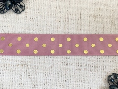 Лента репсовая в горошек, ш. 2,5 см, чайная роза