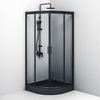 Am.Pm W90G-401-090BT Душевое ограждение Gem 1/4 Rond 90x90 стекло прозрачное, профиль черный матовый, без