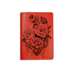Обложка на паспорт "Букет цветов", красная