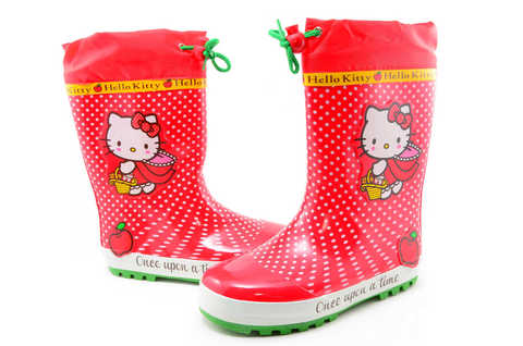 Резиновые сапоги для девочек утепленные Хелло Китти (Hello Kitty), цвет красный. Изображение 7 из 11.