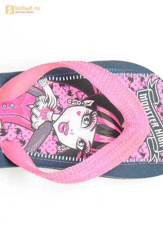 Шлепанцы Монстер Хай (Monster High) пляжные сланцы для девочек, цвет черный розовый. Изображение 2 из 10.