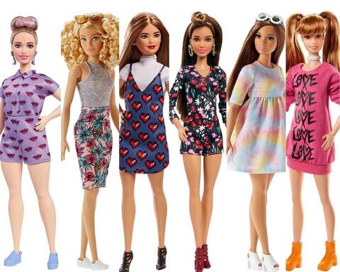 Кукла Barbie Сияние моды Блондинка в полосатом черно-белом платье, 29 см, FXL68