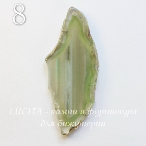Подвеска Срез Агата (тониров), цвет - прозрачный зеленый, 40-91 мм (№8 (74х29 мм))