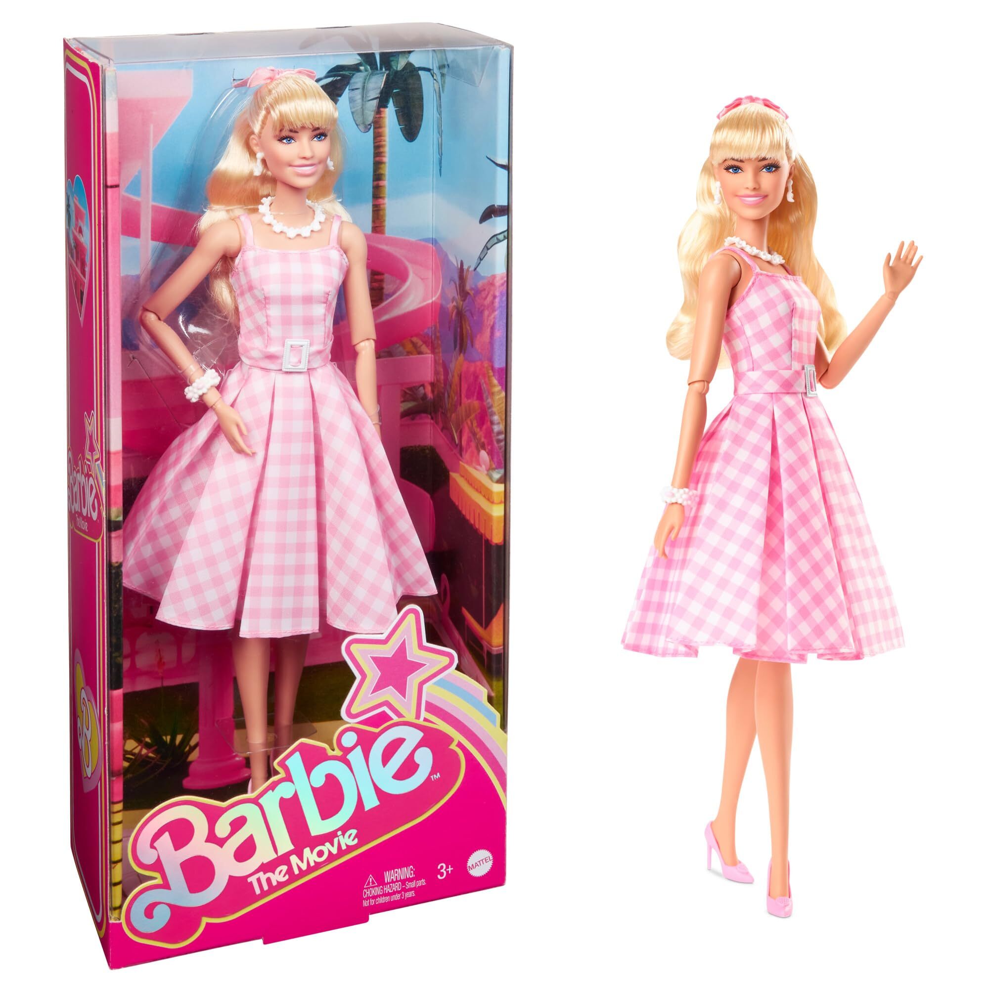 Barbie The Movie Doll Margot Robbie as Barbie Collectible Doll Wearing Pink and White Gingham Dre 6 100 6 100
