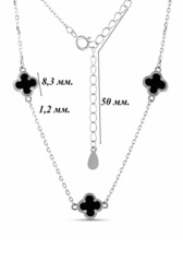 76154 - Колье Trendy mini из серебра с черной эмалью 5 мотивов клевер