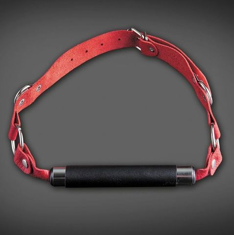 Кляп-трензель на красных кожаных ремешках с застёжкой - Sitabella BDSM accessories 3096-2