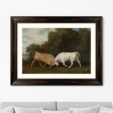 Джордж Стаббс - Репродукция картины в раме Bulls Fighting, 1786г.