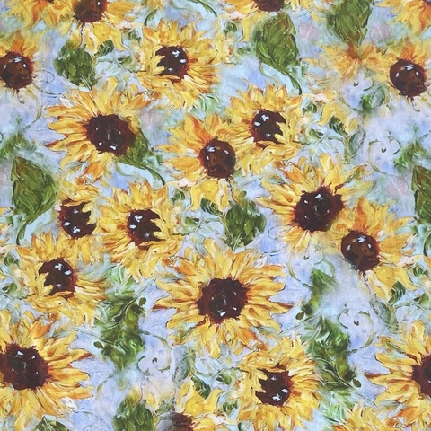 ПОДСОЛНУХИ НА ГОЛУБОМ, 100% хлопок Handmade Fabrics