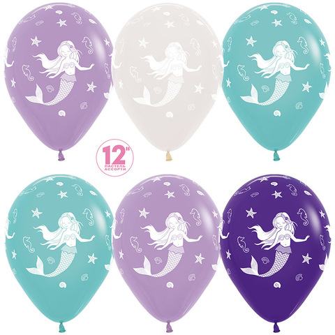 Воздушный Шар (12''/30 см) Русалочка, Ассорти