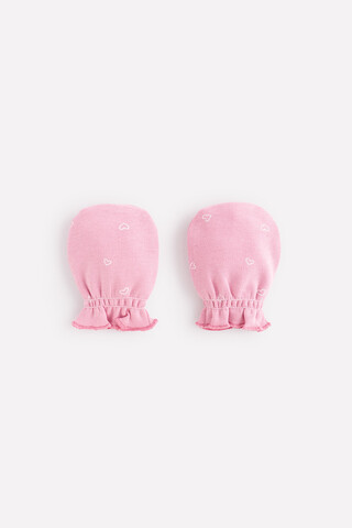 рукавички для новорожденных  К 8506/сердечки на розовом зефире
