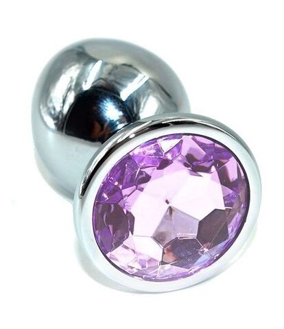 Серебристая анальная пробка с сиреневым кристаллом - 10 см. - Kanikule Kanikule anal plugs AP-AL001-LLP