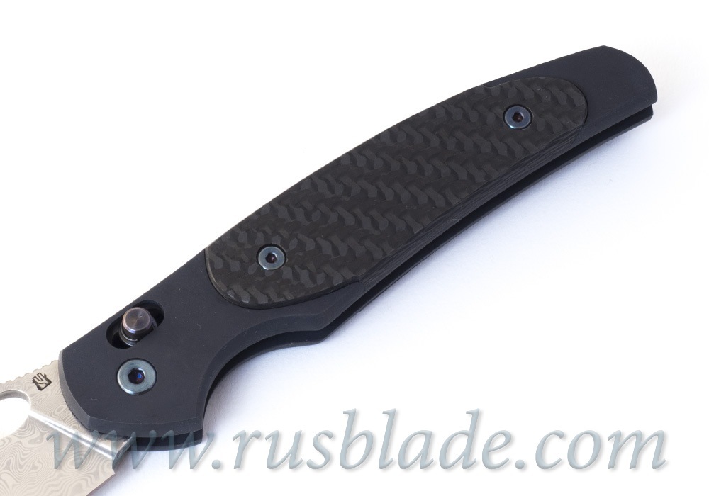 Cheburkov Axis Raven Damascus Titanium CF Folding Knife - фотография 