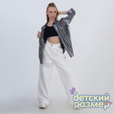 Брюки-палаццо (бахрома, тонкий деним)